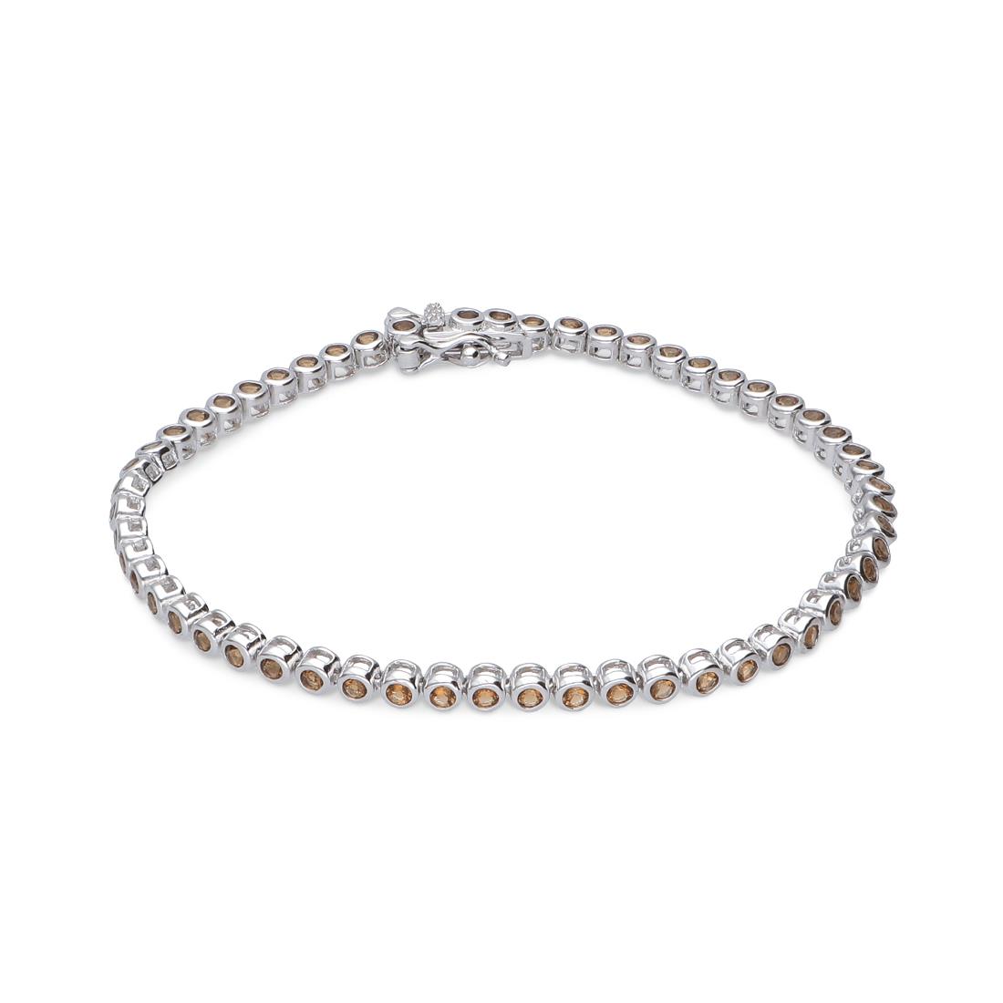 Bracciale Tennis Argento Cipollina Zirconi Marroni ORO CO 925