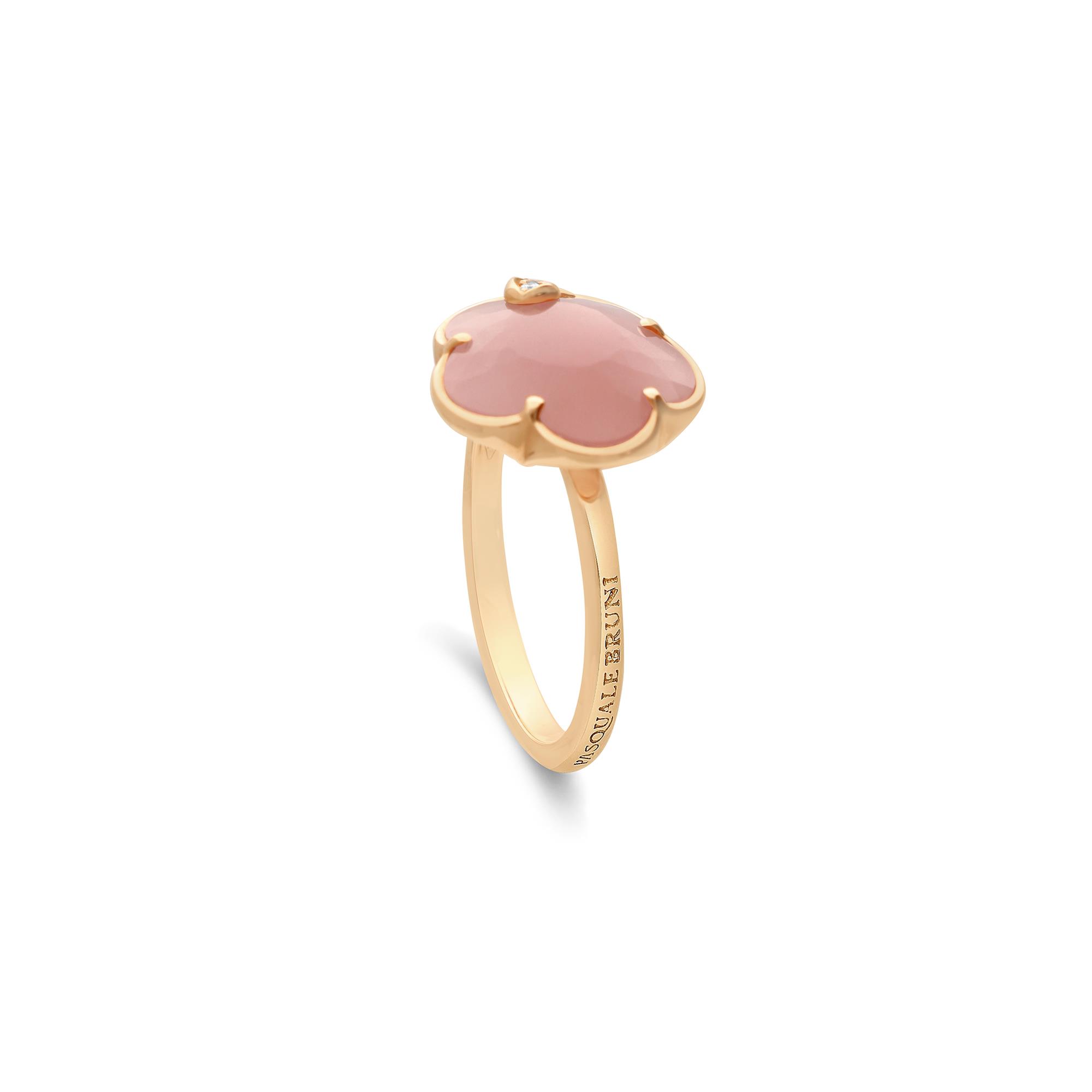 Anello Petit Joli con diamanti e calcedonio rosa - PASQUALE BRUNI