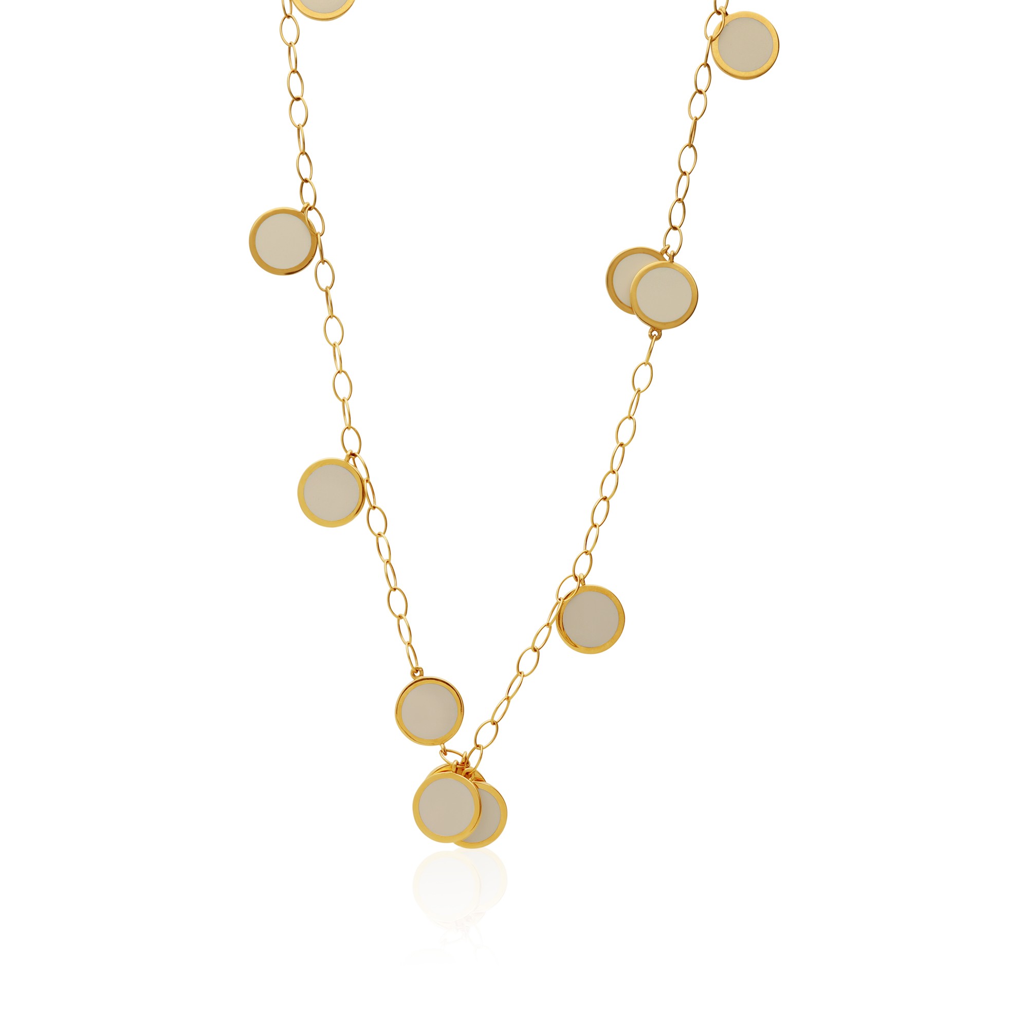 Collana Paillettes in oro con smalto bianco - CHANTECLER