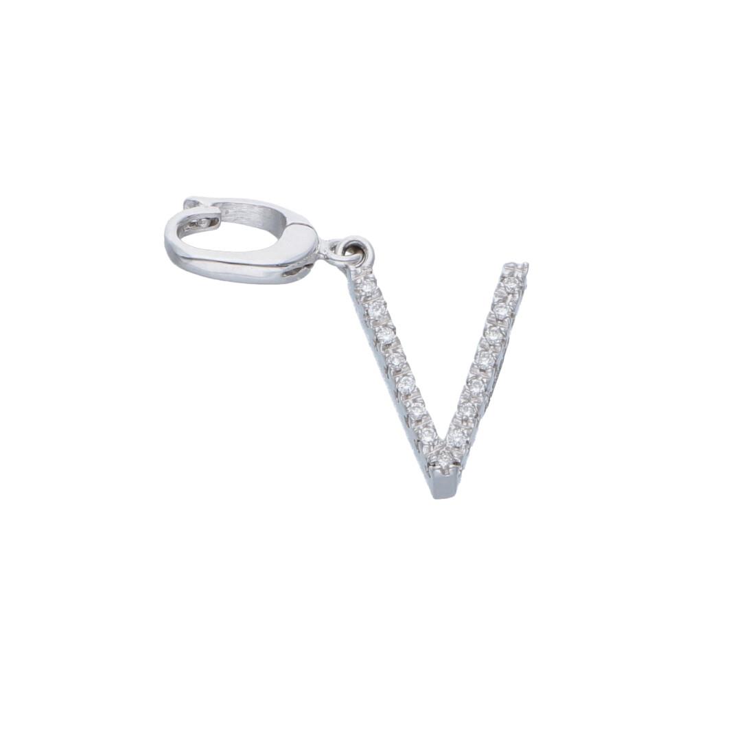 Pendente letter "V" con diamanti - ALFIERI & ST. JOHN