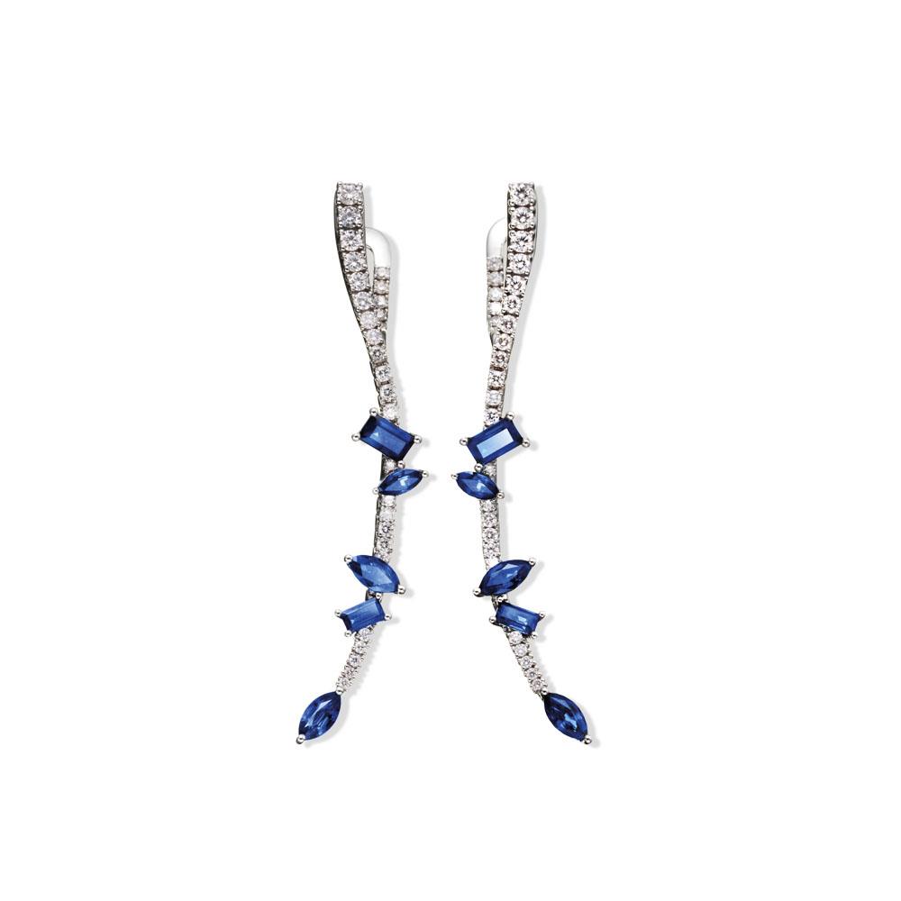 Pendant earrings in gold with ct. 3 sapphire and ct.1 diamonds - ALFIERI & ST. JOHN