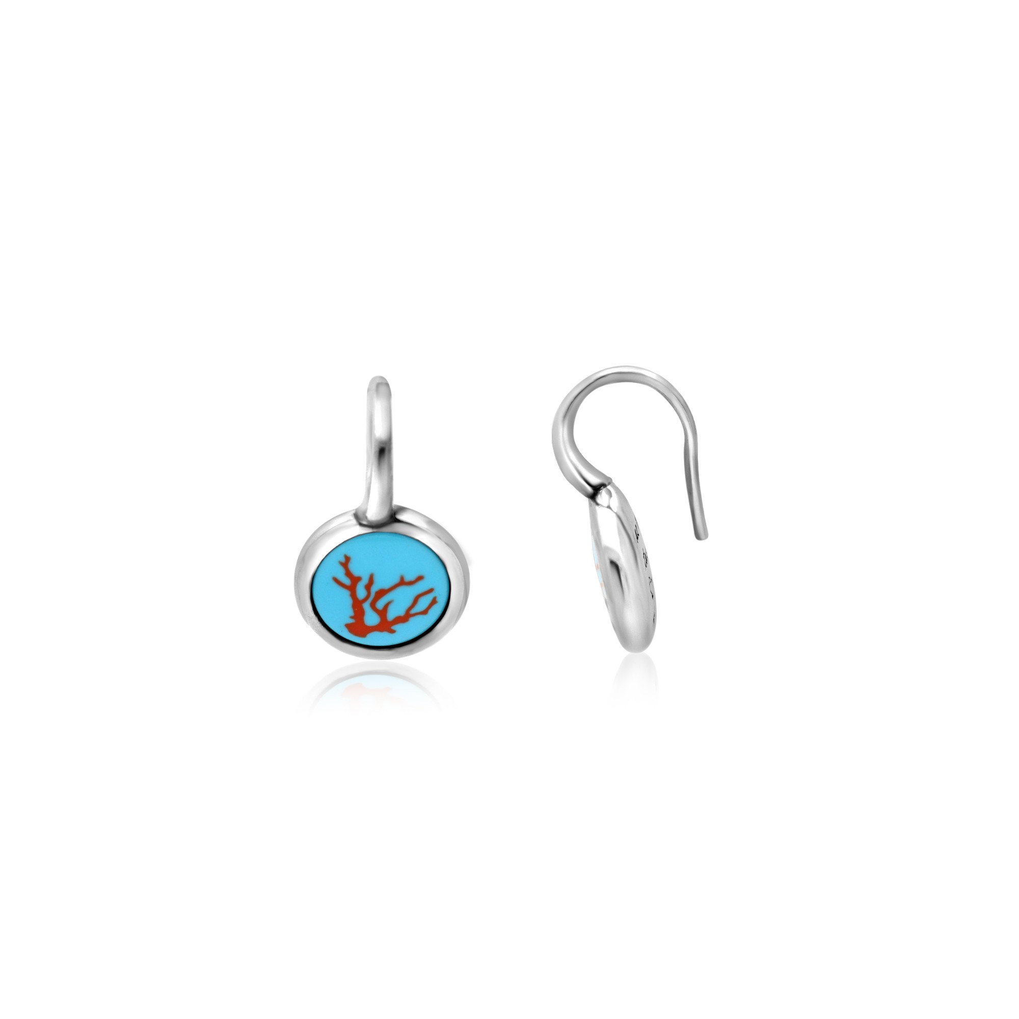 Mono pendiente en plata 925 esmaltada azul con coral Dodo Color DODO - DODO