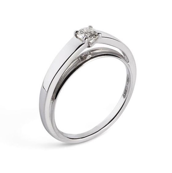 Anello solitario Intreccio con diamante ct. 0,14 - ALFIERI & ST. JOHN