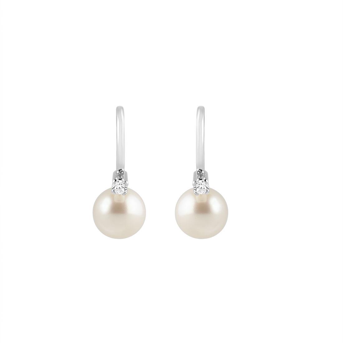 Orecchini in oro bianco con perle e diamanti - ALFIERI & ST. JOHN