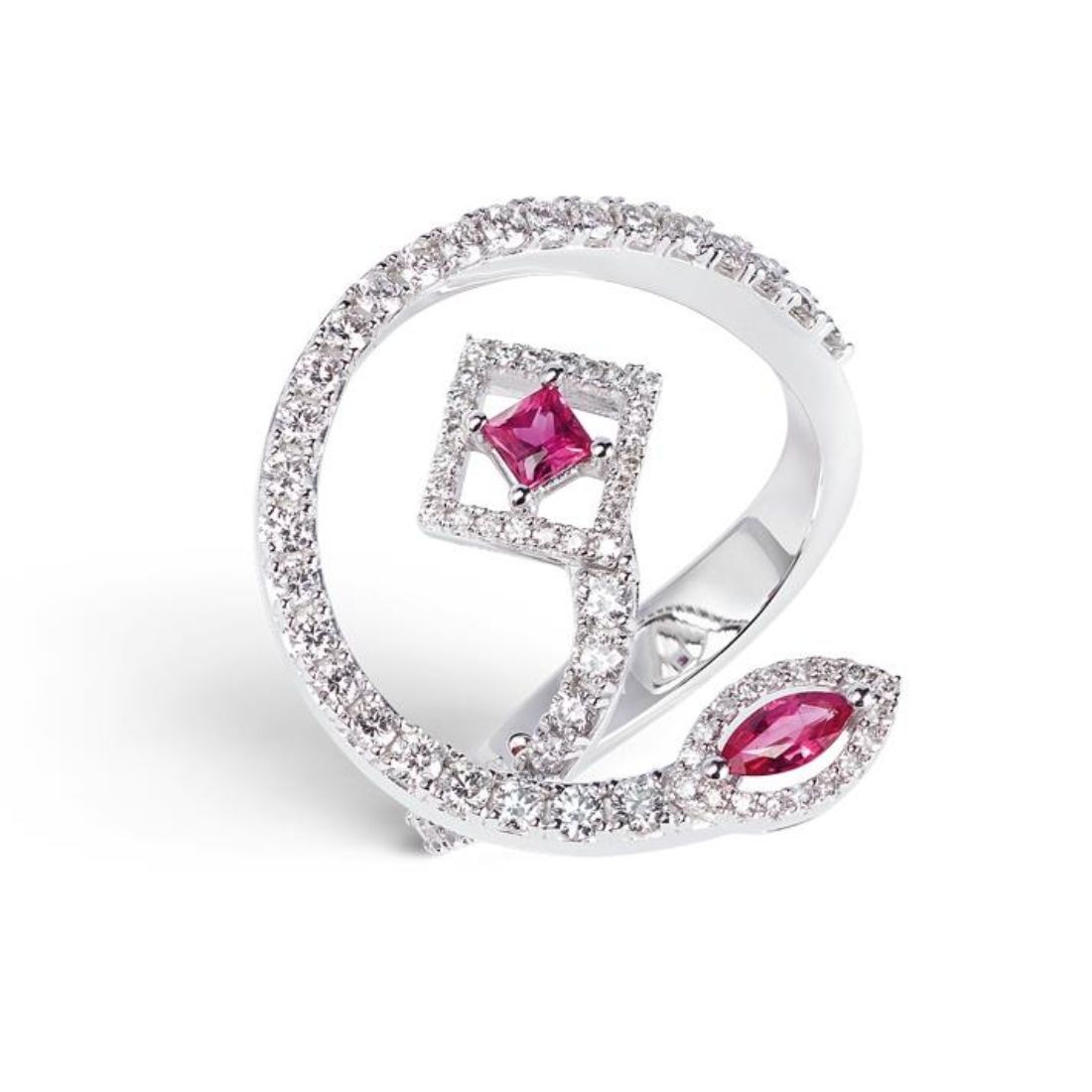 Anello Frida in oro con diamanti ct. 0,78 e rubini ct. 0,28  - ALFIERI & ST. JOHN