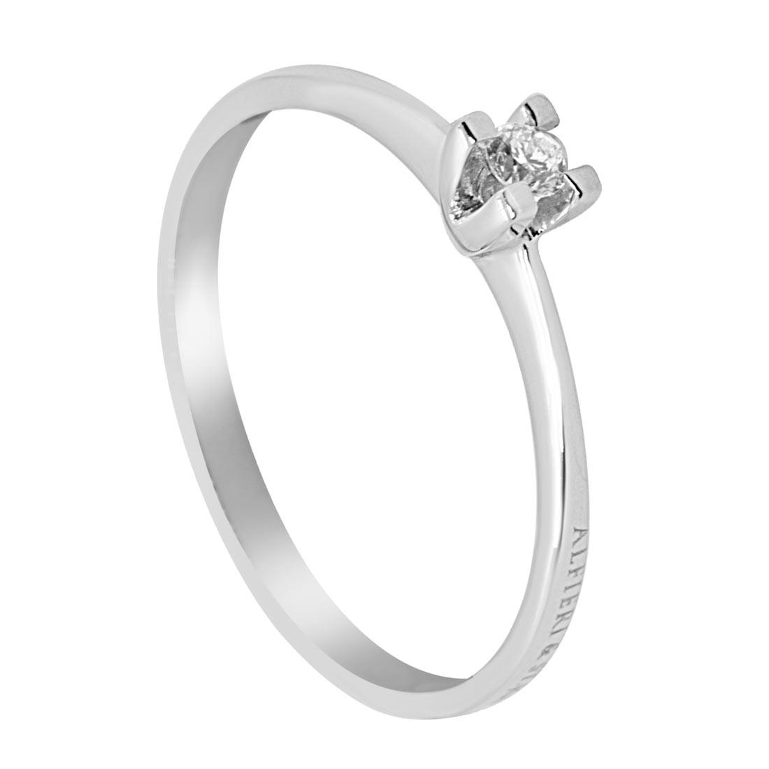 anello in oro bianco con diamante ct 0.06 - ALFIERI & ST. JOHN