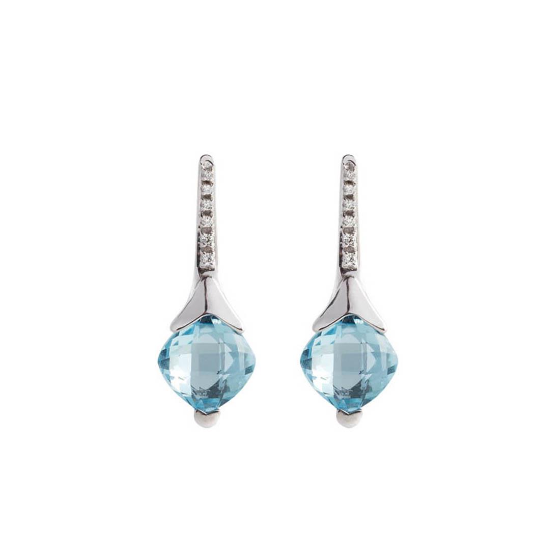 Earrings with blue topaz and diamonds ct. 0.11  - ALFIERI & ST. JOHN