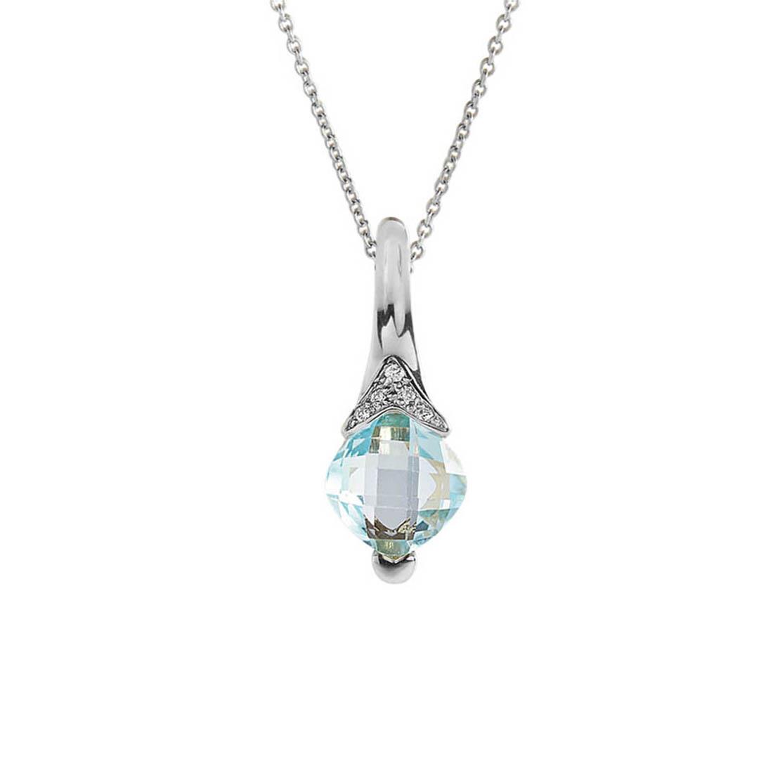 Necklace with sky topaz pendant and diamonds - ALFIERI & ST. JOHN