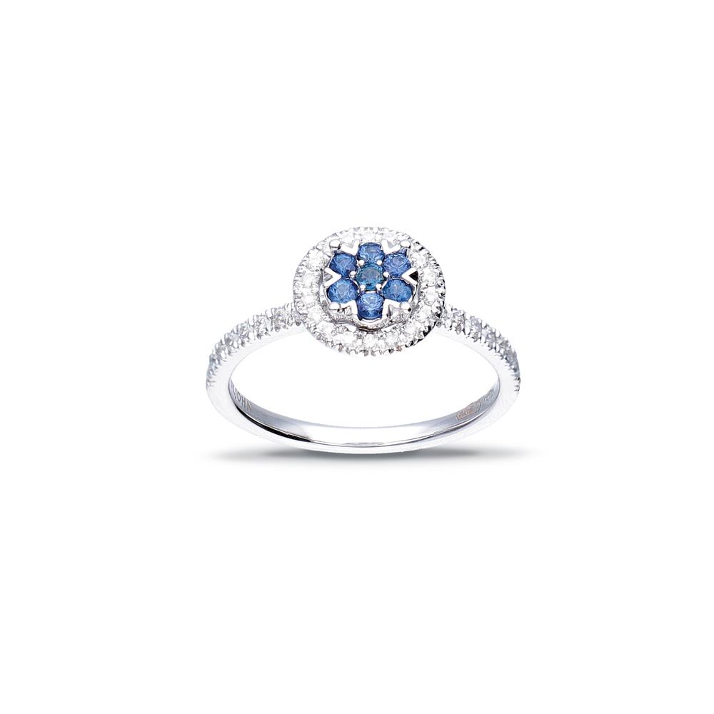White gold ring with diamonds and sapphires - ALFIERI & ST. JOHN
