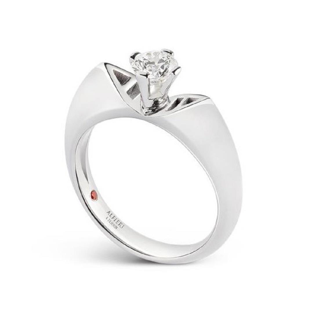 White gold solitaire ring with diamond  - ALFIERI & ST. JOHN