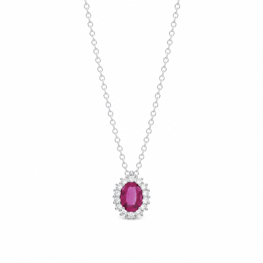 Collana in oro con rubino ct. 0,50 e diamanti ct. 0,14 - ALFIERI & ST. JOHN