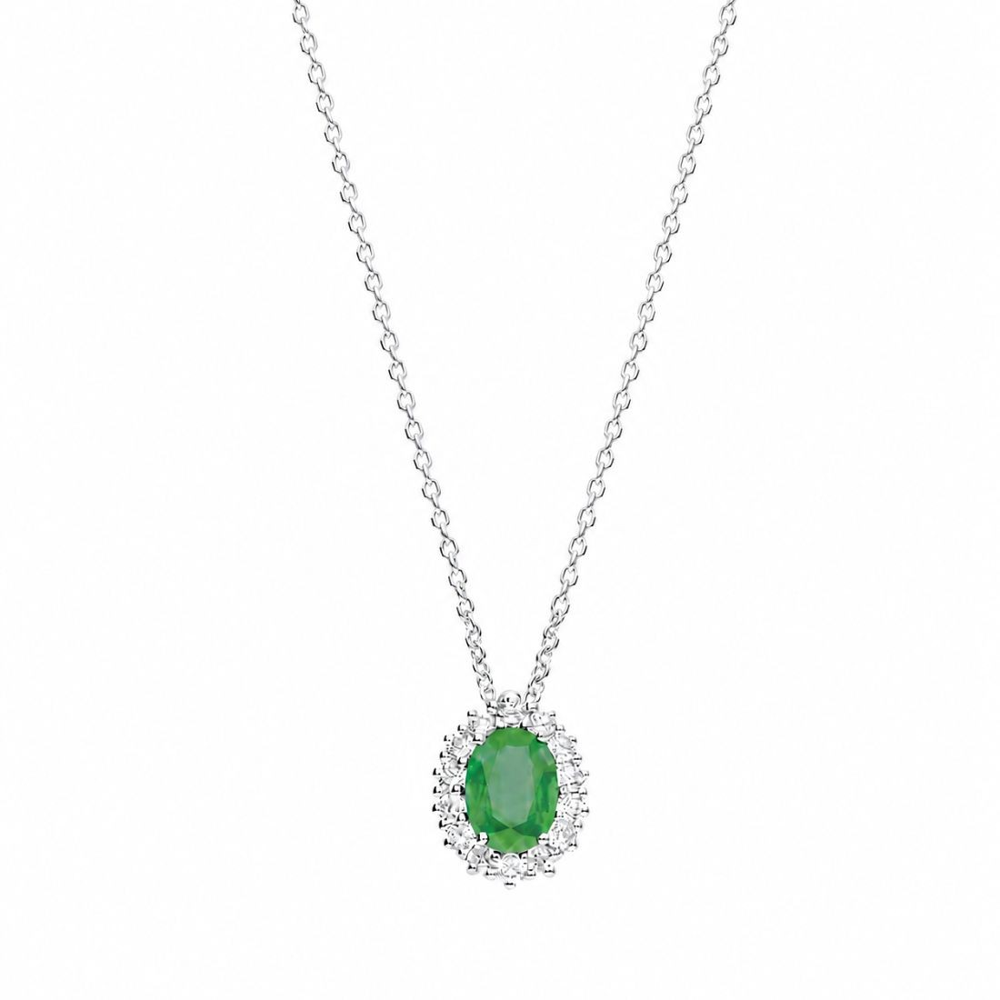 Collana in oro con diamanti e smeraldo ct. 0,45 - ALFIERI & ST. JOHN