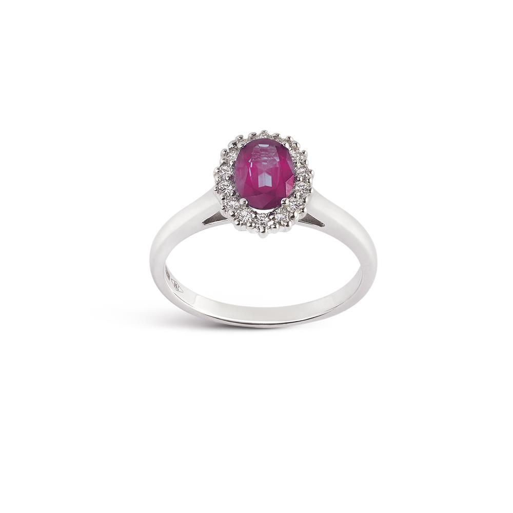 Gold ring with ruby ct. 0.50 and diamonds ct. 0.14 - ALFIERI & ST. JOHN