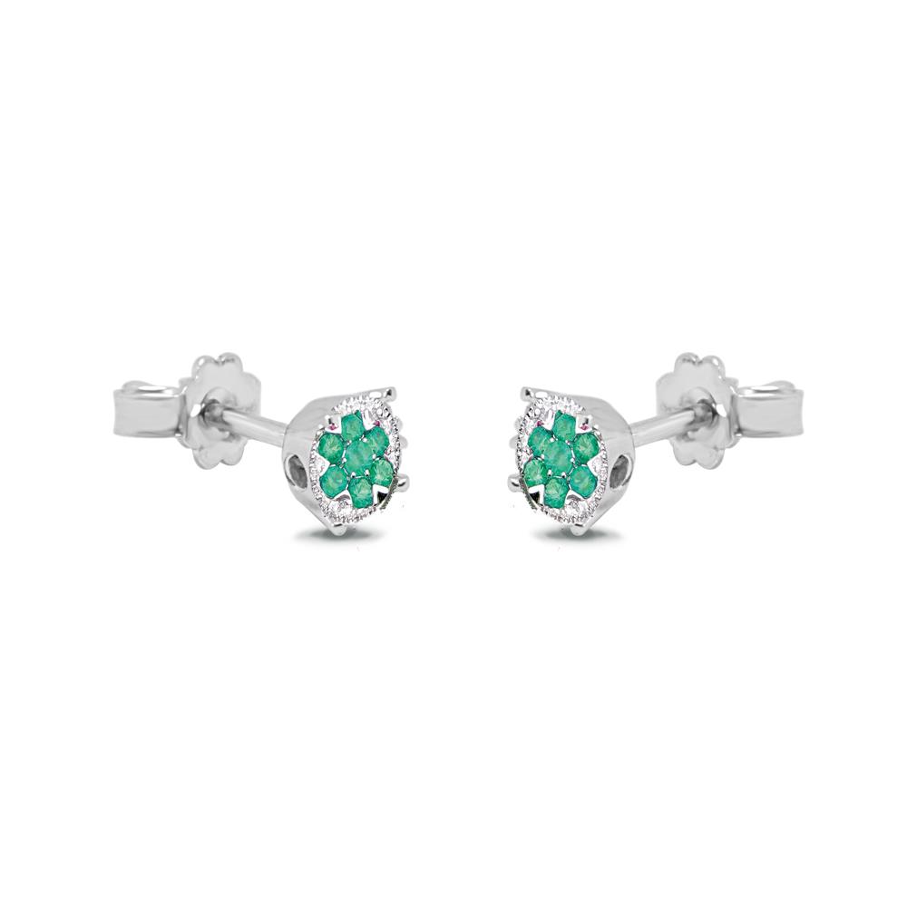 White gold earrings with diamonds and emeralds - ALFIERI & ST. JOHN