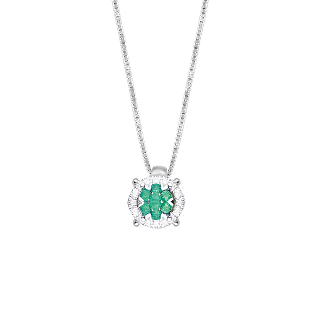 White gold necklace with diamonds and emeralds - ALFIERI & ST. JOHN