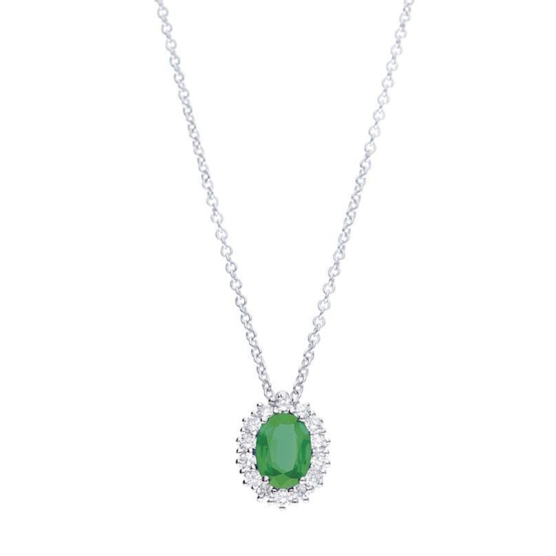 Collana in oro con diamanti ct. 0,35 e smeraldo ct. 1,25 - ALFIERI & ST. JOHN