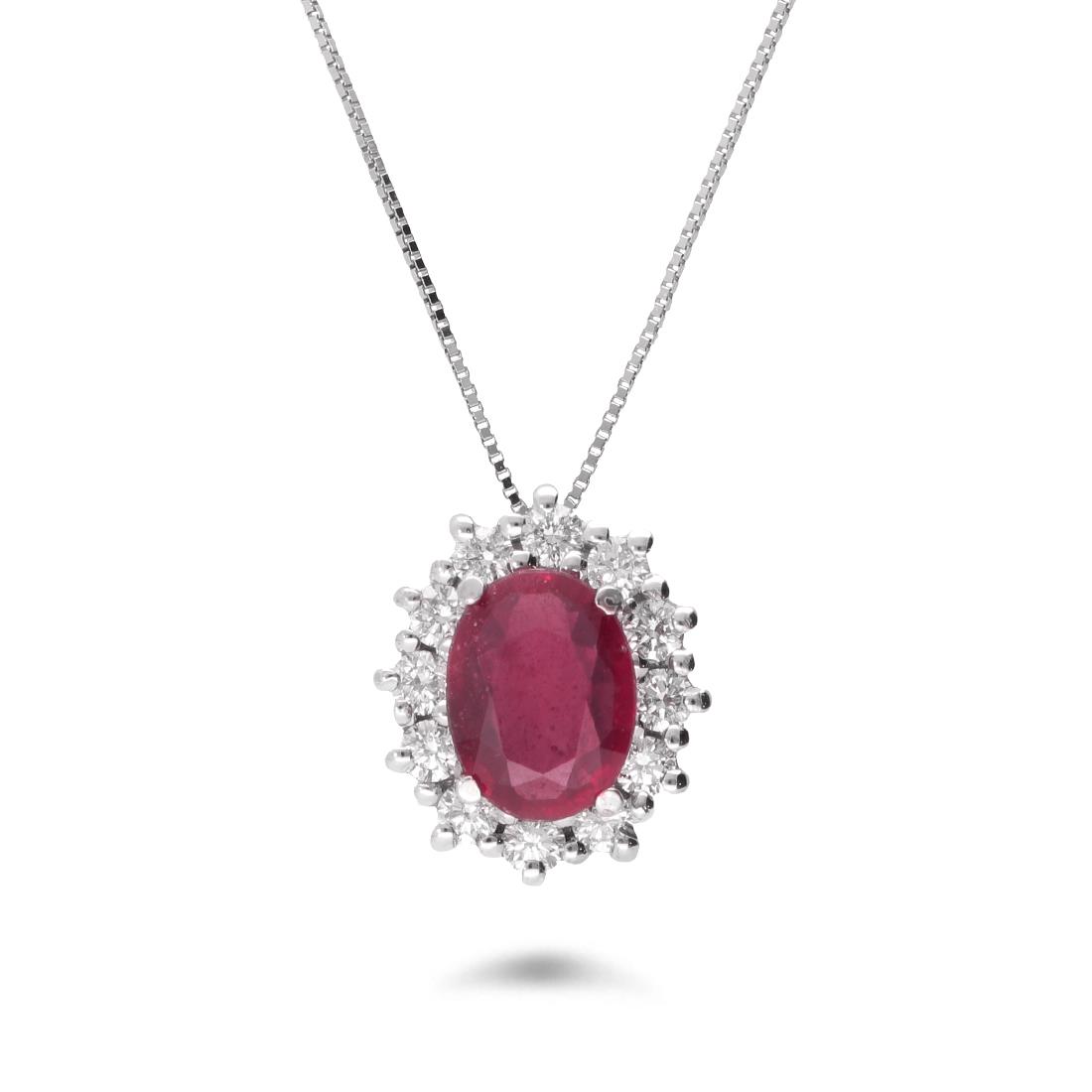 Necklace in gold with ct. 1,60 ruby and ct. 0,55 diamonds  - ORO&CO
