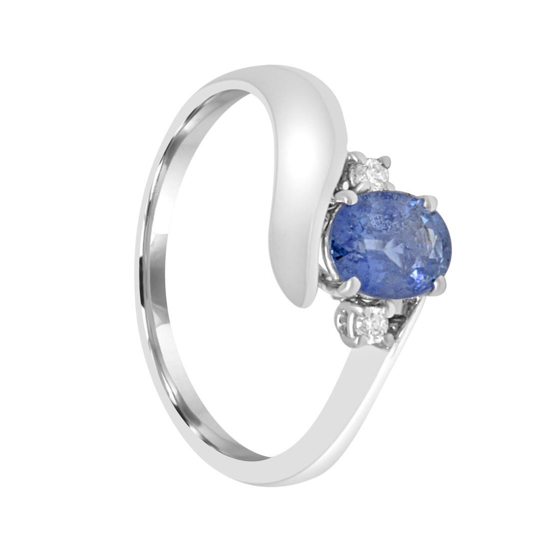 ANELLO IN ORO BIANCO CON DIAMANTI E ZAFFIRO ct. 1,00 - ORO&CO