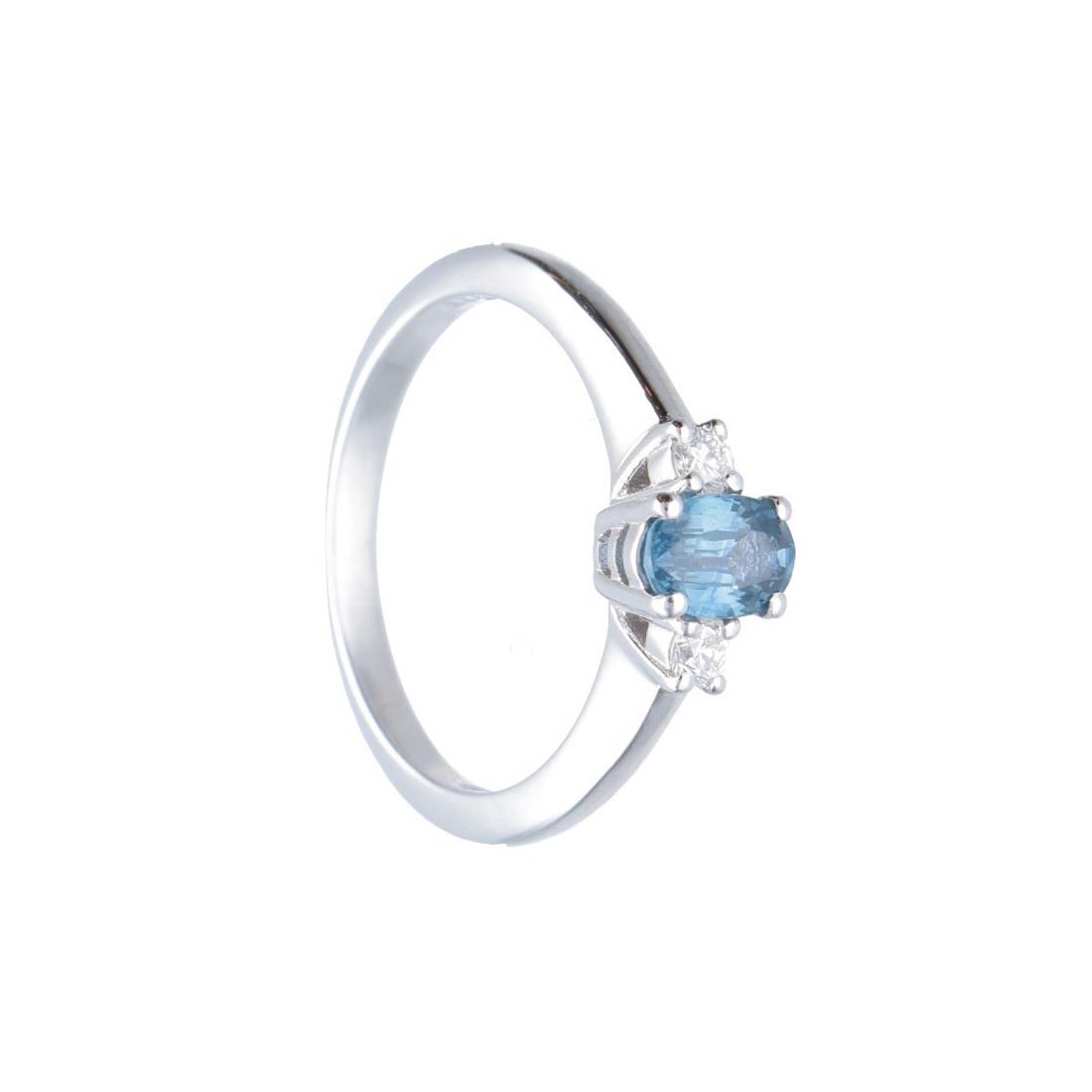 Anello in oro bianco con diamanti e zaffiro - ALFIERI & ST. JOHN