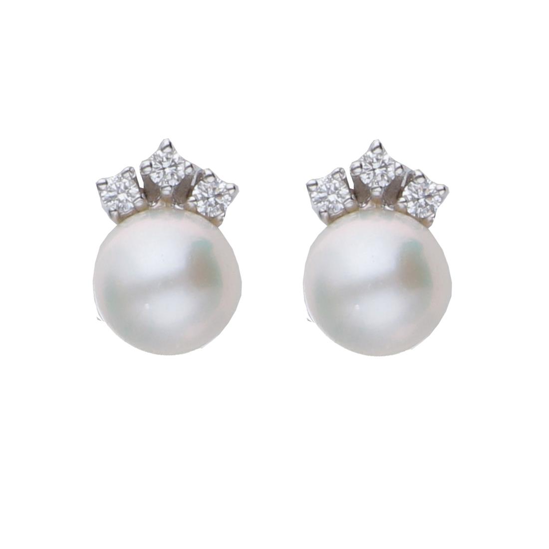 yün inanılmaz Akım  Orecchini in oro bianco con perle e diamanti - ALFIERI & ST. JOHN -  LuxuryZone