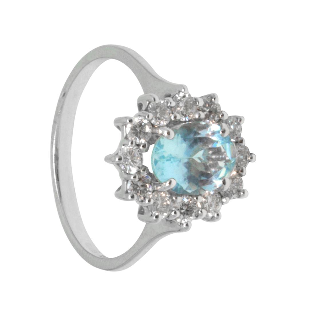 Anello in oro bianco con acquamarina e diamanti - ALFIERI & ST. JOHN