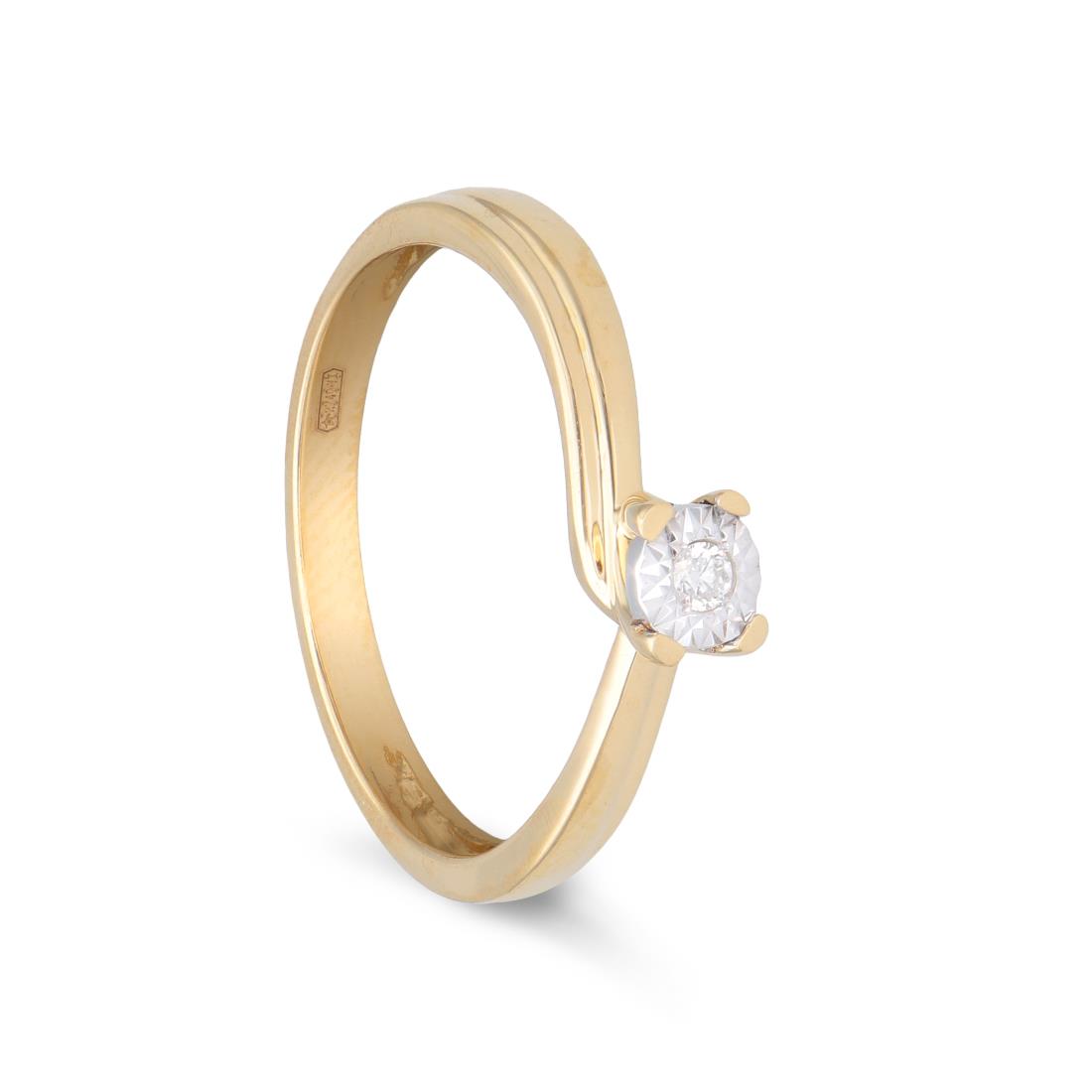 Solitaire ring in yellow gold with 0.03 ct diamonds - ORO&CO