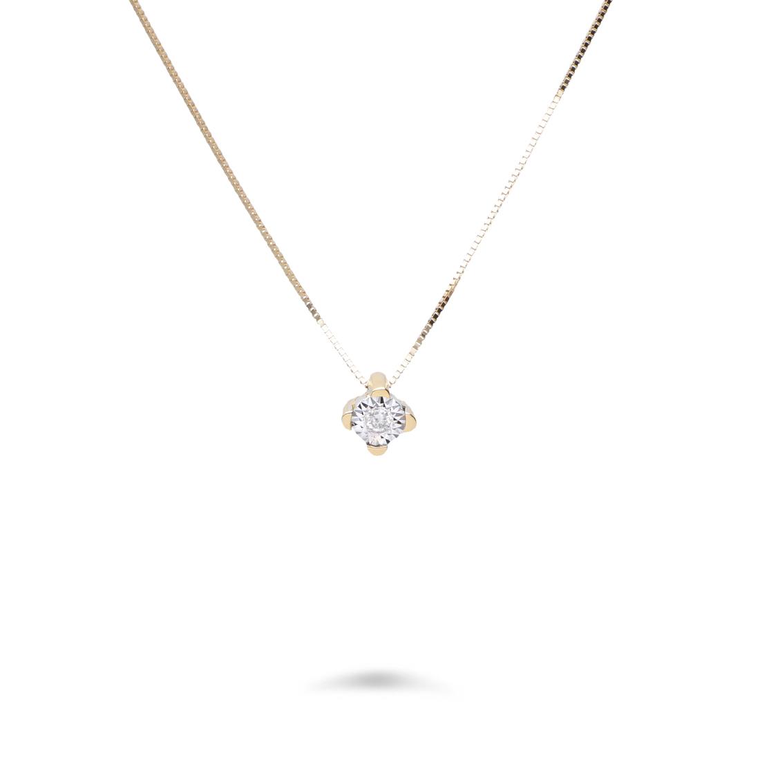 Point of light necklace in yellow gold and 0.03 ct diamonds - ORO&CO
