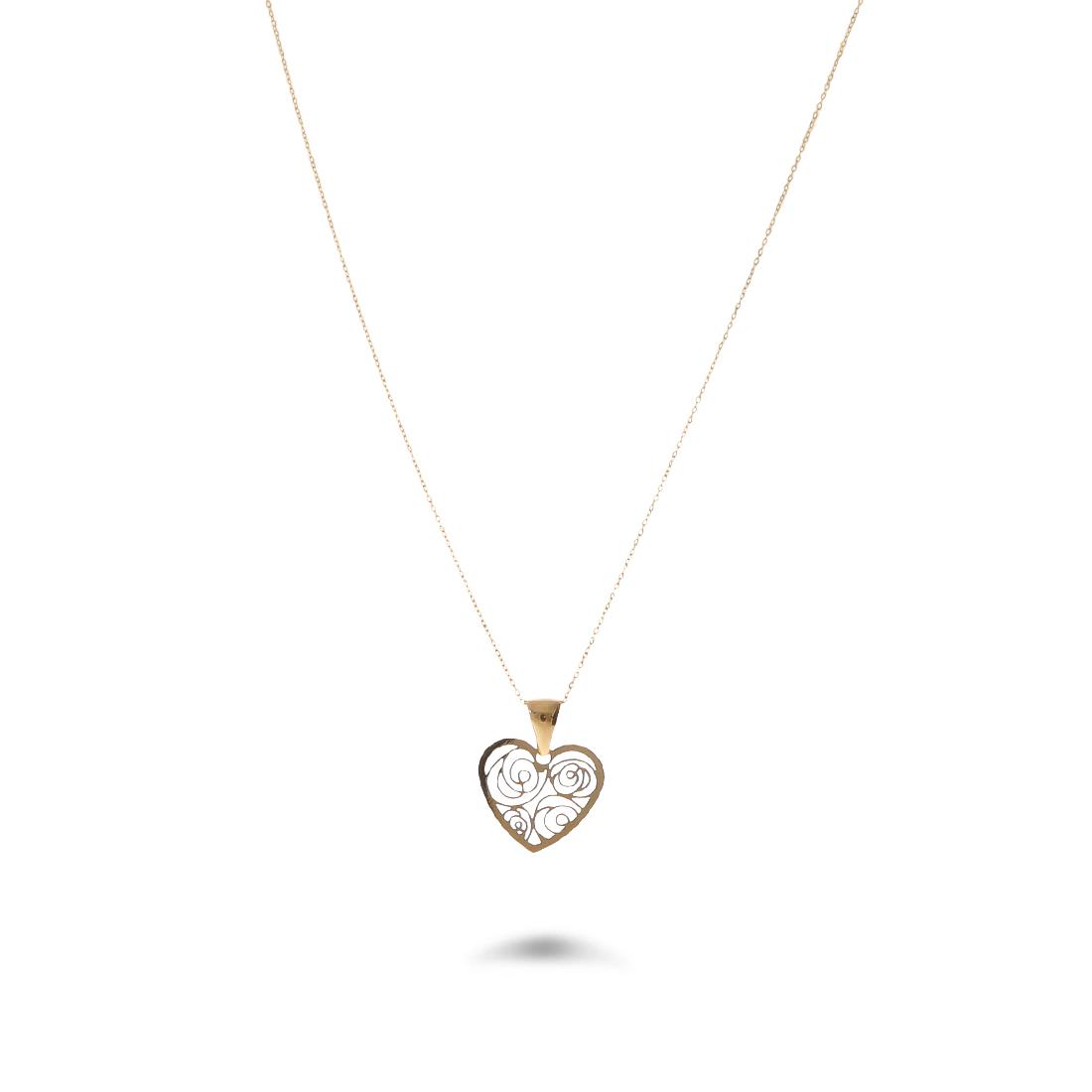 Yellow gold necklace with heart - ORO&CO