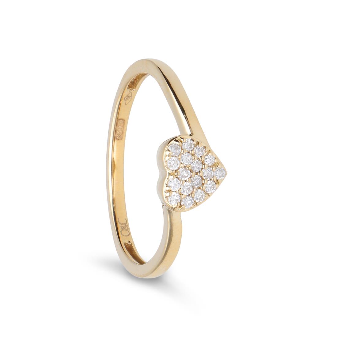 Heart ring in gold with 0.11 ct diamonds - ORO&CO