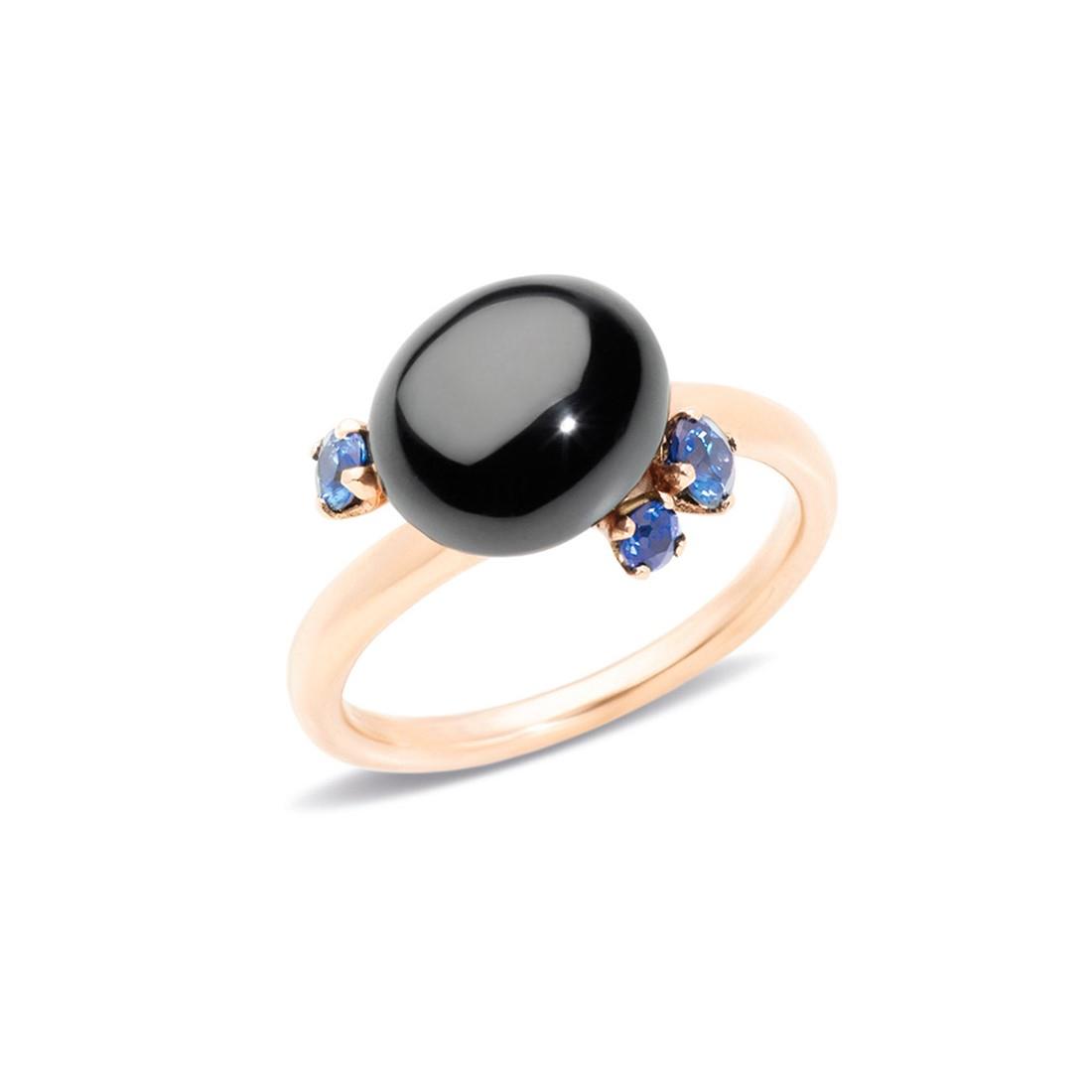 Anello con ceramica nera e zaffiro - POMELLATO