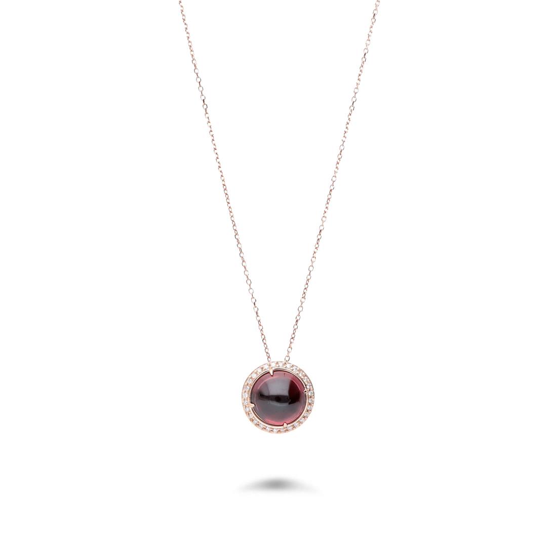 Necklace in gold with ct. 5 garnet and ct. 0,11 diamonds  - ALFIERI & ST. JOHN