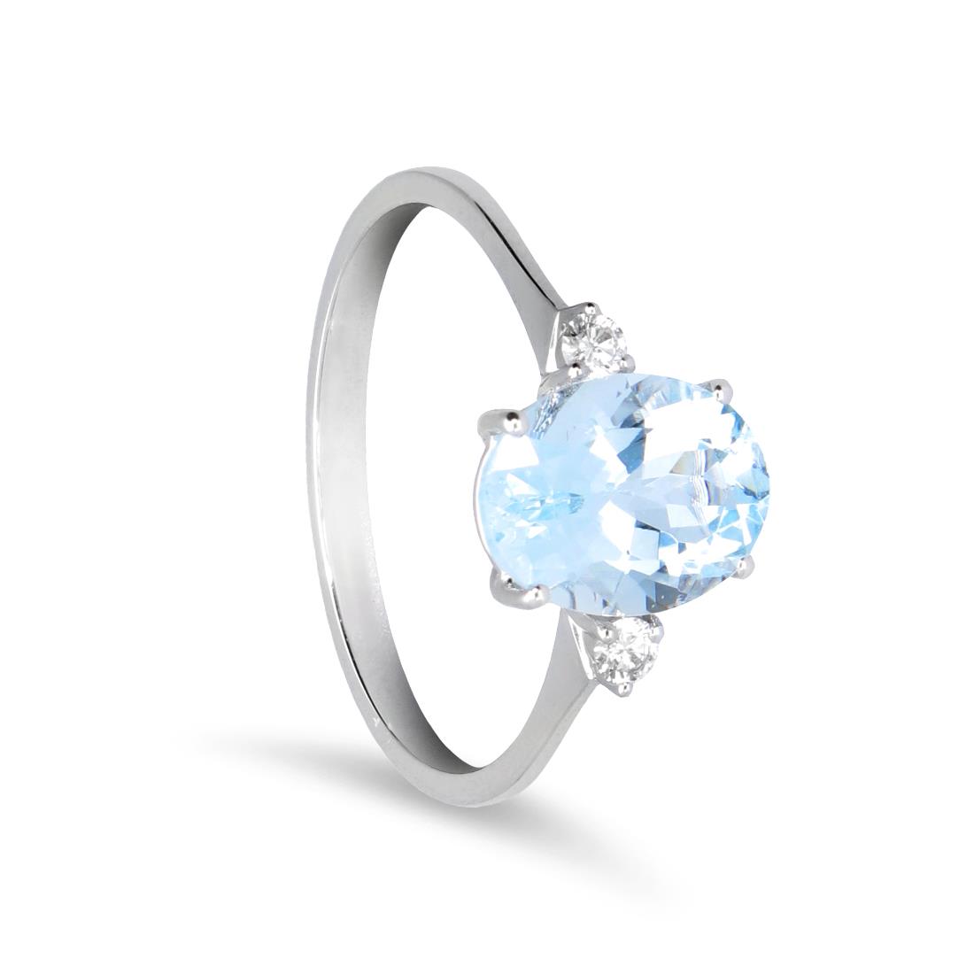 Ring in gold with ct. 1,49 aquamarine and ct. 0,63 diamonds  - ORO&CO