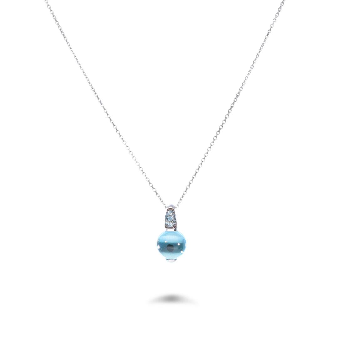 White gold necklace with light blue topaz - ORO&CO