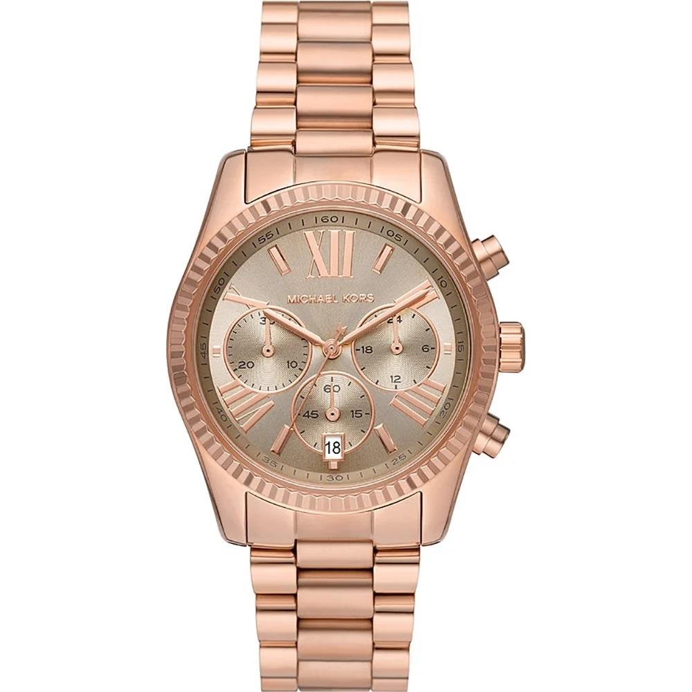 Women's watch in stainless steel with IP rose gold treatment, 38mm case - MICHAEL KORS