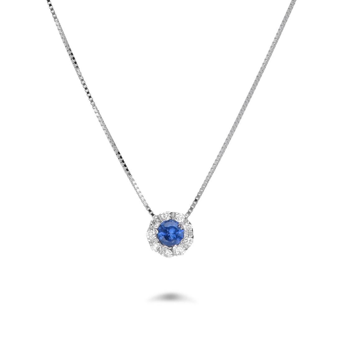 Collana in oro con diamanti ct. 0,045 e zaffiro ct. 0,15 - ORO&CO