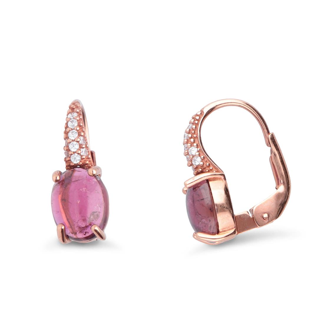 Rose gold earrings with cubic zirconia and quartz - ORO&CO