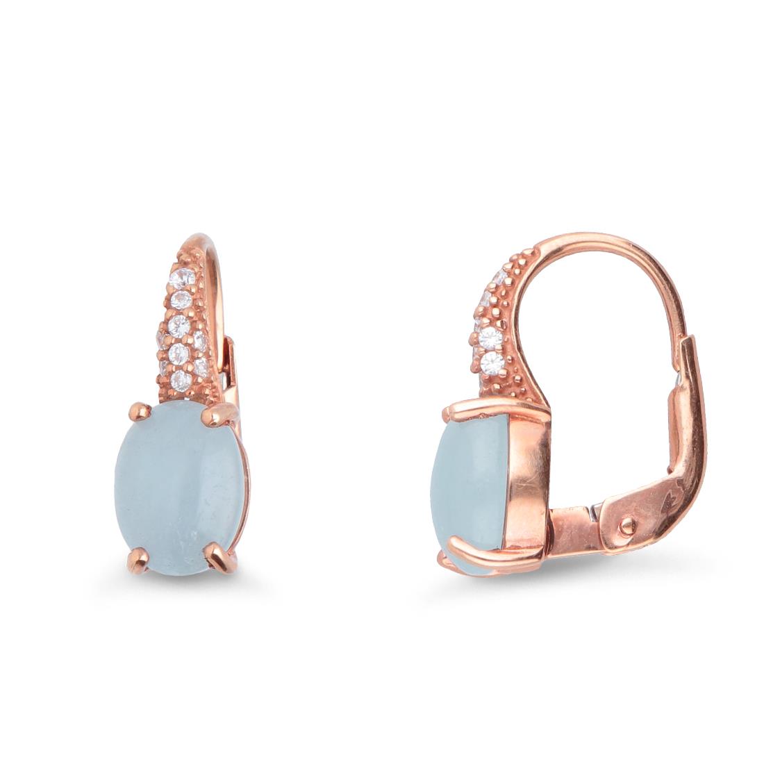 Rose gold earrings with cubic zirconia and quartz - ORO&CO
