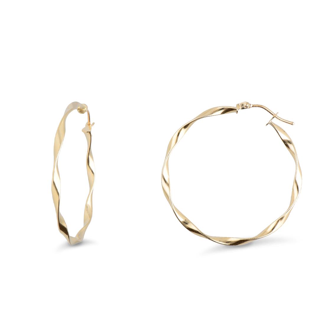 Torchon hoop earrings in yellow gold - ORO&CO