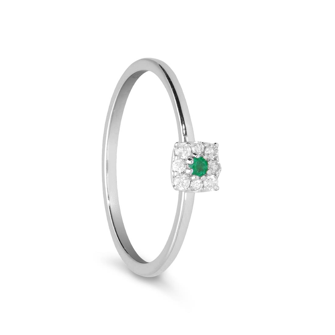 Gold ring with diamonds and emerald ct. 0.04 - LUXURY ZONE