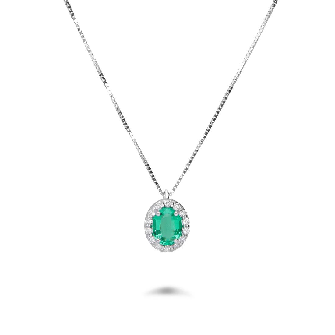 Collana in oro con diamanti e smeraldo ct. 0,30 - LUXURY ZONE