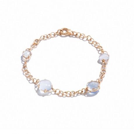 bracciale pomellato capri in oro, cristallo di rocca e calcedonio - POMELLATO