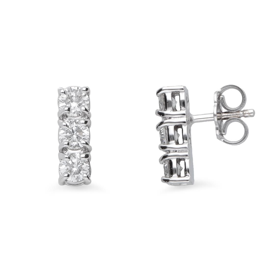 Trilogy earrings in white gold with 0.52 ct diamonds - ORO&CO