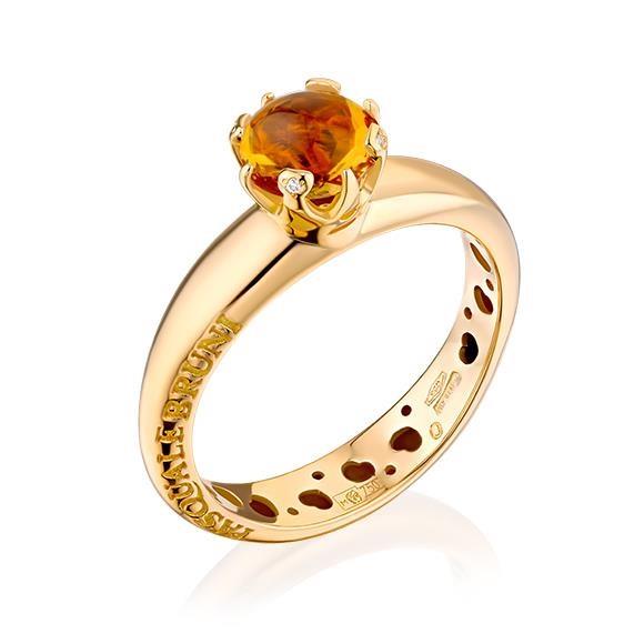 Anillo Sissi Corona Collection de oro con cuarzo madeira y diamantes - PASQUALE BRUNI