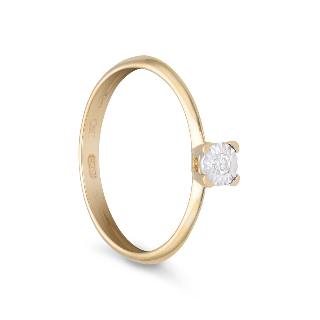 Solitaire ring in yellow gold and 0.03 ct diamonds - ORO&CO