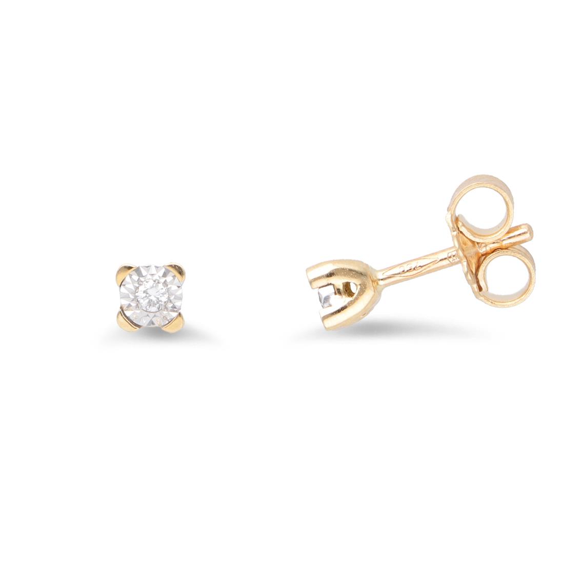 Light point earrings in yellow gold and 0.03 ct diamonds - ORO&CO