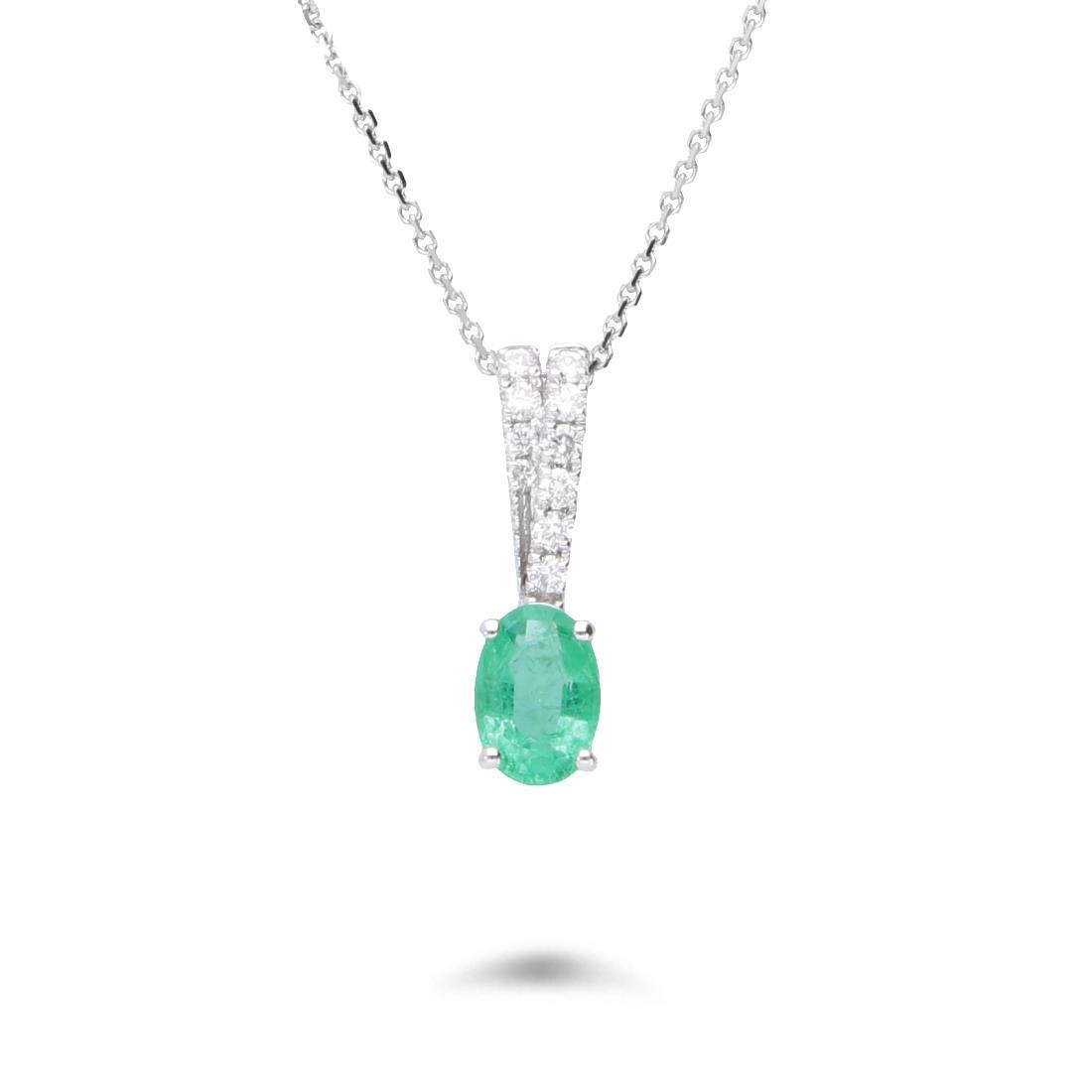 Collana con pendente con diamanti e smeraldo ct. 0,60 - ALFIERI & ST. JOHN