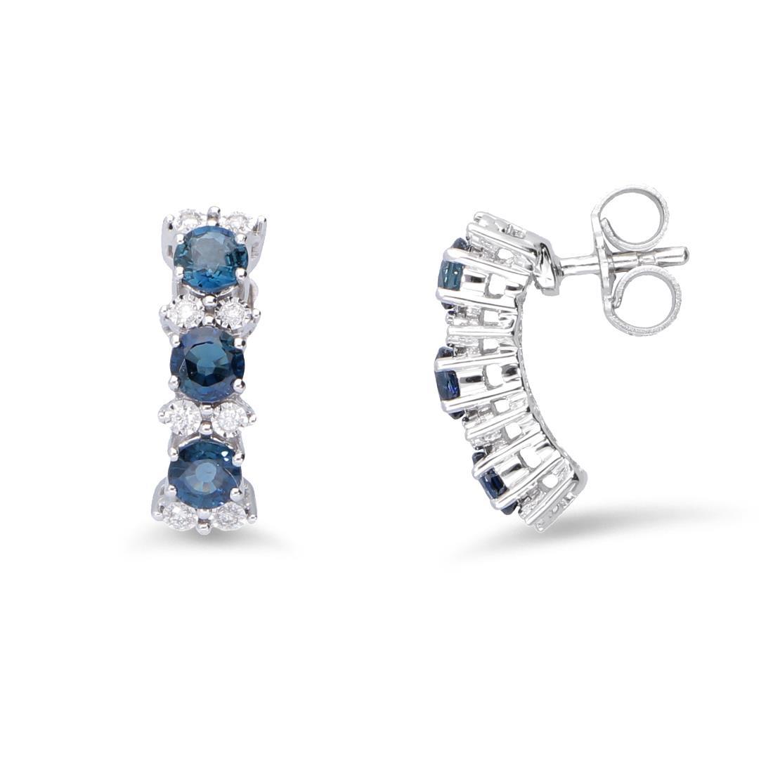 Gold trilogy earrings with diamonds and sapphires ct. 0.96 - LUXURY ZONE