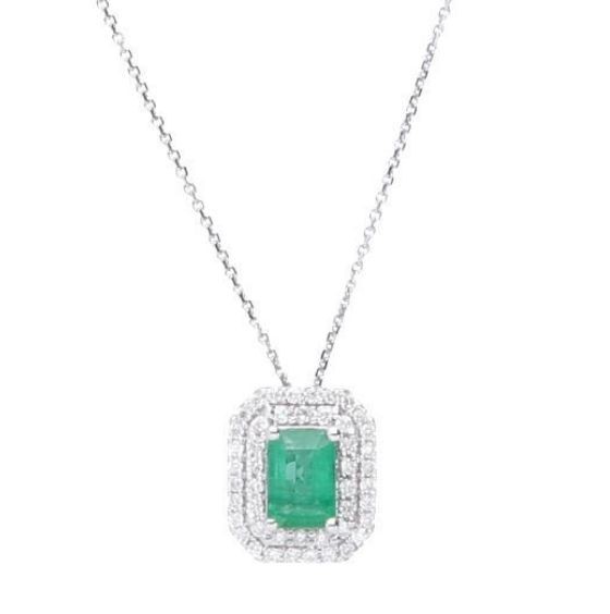 Collana Ottavia in oro con diamanti e smeraldo ottagonale ct. 0,60 - ALFIERI & ST. JOHN
