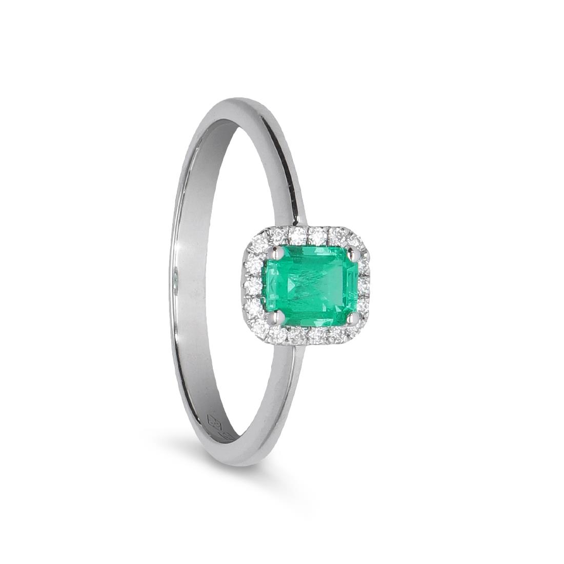 Anello contornato con smeraldo e diamanti - LUXURY ZONE