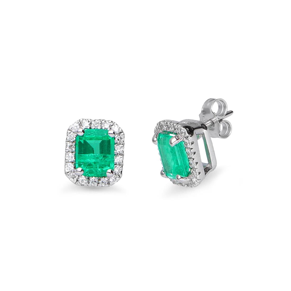 Orecchini con smeraldi ottagonali e diamanti - LUXURY ZONE